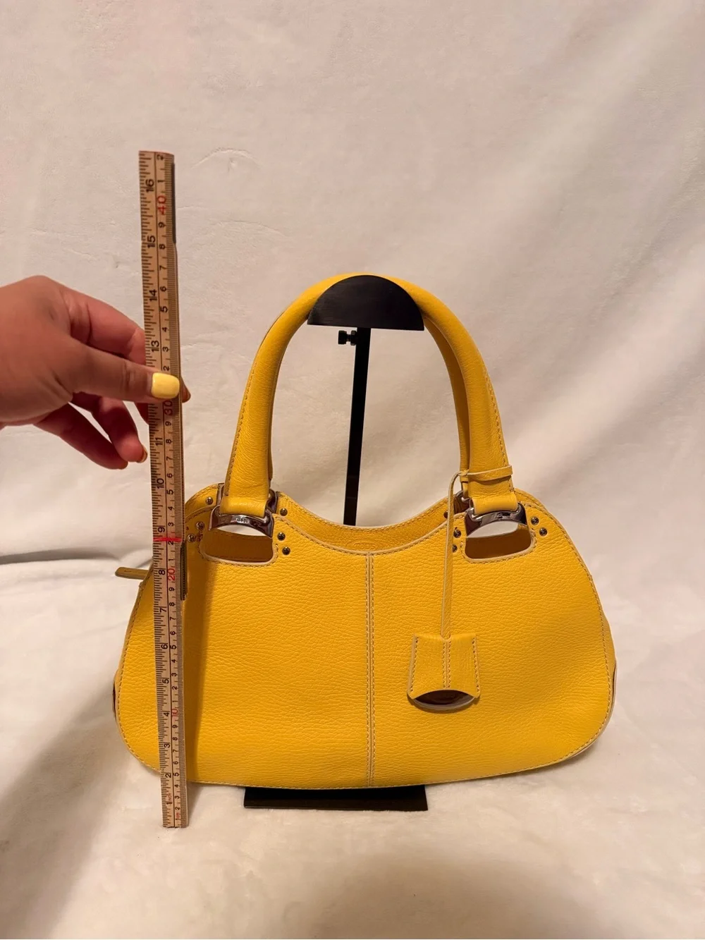 Tod's Miky Yellow Pebbled Leather Top Handle Shoulder Bag